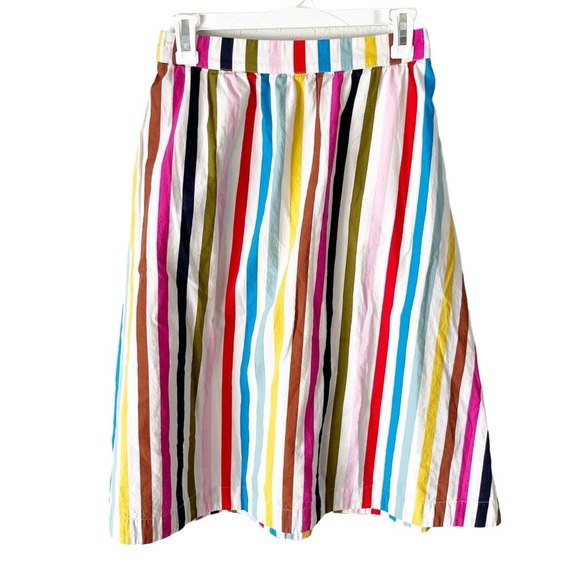 Boden Skirt Women's 4P Petite Hattie Poplin Rainbow Stripe Midi Dopamine Kidcore - Picture 2 of 8